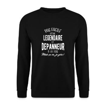 Pas facile d'être depanneur et légendaire - Sweat-shirt Unisexe - noir - Devant - Alina (178cm) & Michal (187cm)