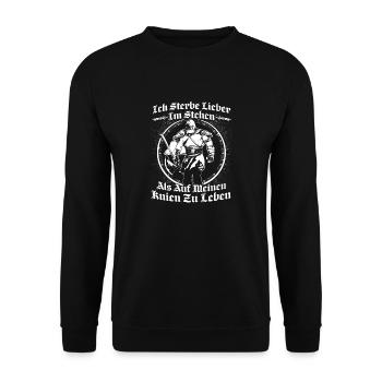 Wikinger - stehend - Unisex Pullover - Schwarz - Vorne - Alina (178cm) & Michal (187cm)
