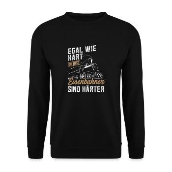 Eisenbahner Zugführer Eisenbahn Zug Härter - Unisex Pullover - Schwarz - Vorne - Alina (178cm) & Michal (187cm)