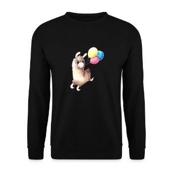 Birthday Alpaca - Unisex Sweatshirt - black - Front - Alina (178cm) & Michal (187cm)