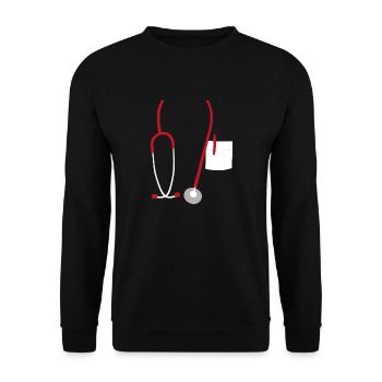 Stethoskop Medizin Arzt Doktor Praxis KH Geschenk - Unisex Pullover - Schwarz - Vorne - Alina (178cm) & Michal (187cm)