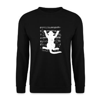 Katzenmusik Noten Musik Katze Musiker Konzert Kind - Unisex Pullover - Schwarz - Vorne - Alina (178cm) & Michal (187cm)