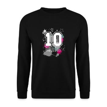 10. Geburtstag Personalisierbar Name Rückennummer - Unisex Pullover - Schwarz - Vorne - Alina (178cm) & Michal (187cm)