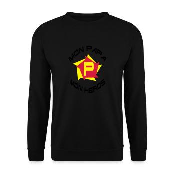 Mon papa mon héros - Unisex Sweatshirt - black - Front - Alina (178cm) & Michal (187cm)