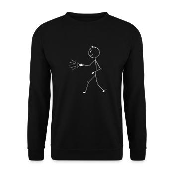 Stick figure with flashlight - Unisex Sweatshirt - black - Front - Alina (178cm) & Michal (187cm)