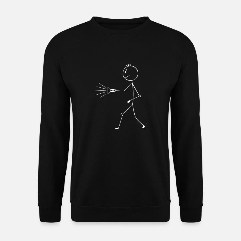 Strichmännchen mit Taschenlampe - Unisex Pullover - Schwarz