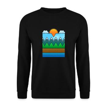 Landschaft (minimal) - Unisex Pullover - Schwarz - Vorne - Alina (178cm) & Michal (187cm)
