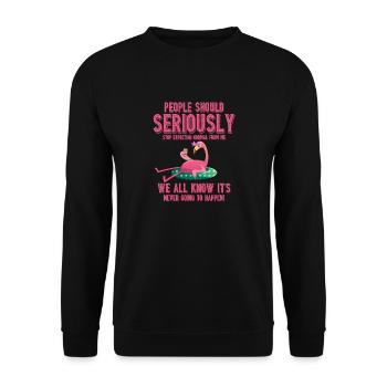 Cool Flamingo - Unisex Sweatshirt - black - Front - Alina (178cm) & Michal (187cm)