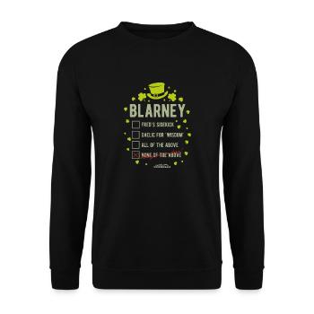 St. Patrick's Day T Shirt Blarney Pub Quiz - Unisex Pullover - Schwarz - Vorne - Alina (178cm) & Michal (187cm)
