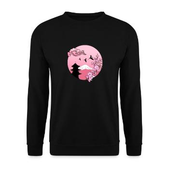 Sakura Cherry Blosseom Pink - Sweat-shirt Unisexe - noir - Devant - Alina (178cm) & Michal (187cm)