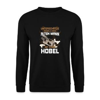 Hobel Tischler Schreiner Holz Alter Mann Geschenk - Unisex Pullover - Schwarz - Vorne - Alina (178cm) & Michal (187cm)
