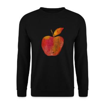 Roter Apfel gemalt Wasserfarben Kunst Aquarell rot - Unisex Pullover - Schwarz - Vorne - Alina (178cm) & Michal (187cm)