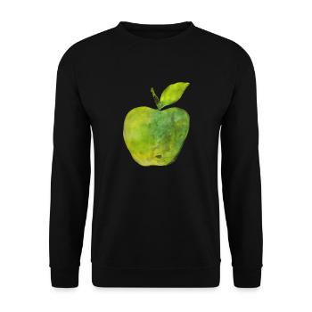 Green apple painted green watercolor watercolor - Unisex Sweatshirt - black - Front - Alina (178cm) & Michal (187cm)