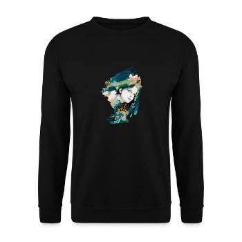Modèle, femme, graffiti, peinture, vert, bleu - Sweat-shirt Unisexe - noir - Devant - Alina (178cm) & Michal (187cm)
