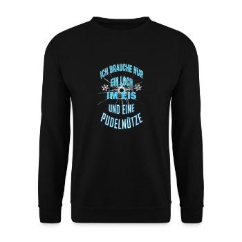eisbaden eisangeln winter eisbader pudelmütze - Unisex Pullover - Schwarz - Vorne - Alina (178cm) & Michal (187cm)