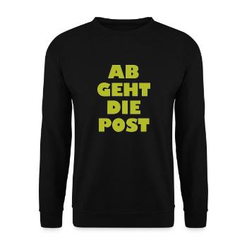 Ab geht die Post - Unisex Pullover - Schwarz - Vorne - Alina (178cm) & Michal (187cm)