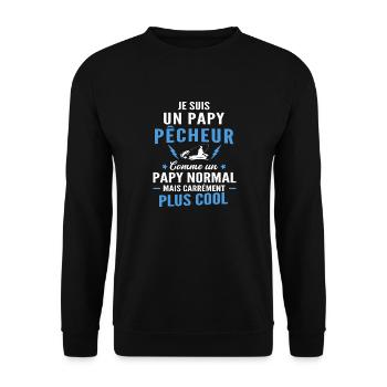 je suis un papy pêcheur / humour papy pêche - Sweat-shirt Unisexe - noir - Devant - Alina (178cm) & Michal (187cm)
