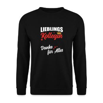 Kollegin Abschied Arbeit Geschenk - Unisex Pullover - Schwarz - Vorne - Alina (178cm) & Michal (187cm)