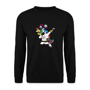 Dabbing Unicorn Pirates Gift - Unisex Sweatshirt - black - Front - Alina (178cm) & Michal (187cm)