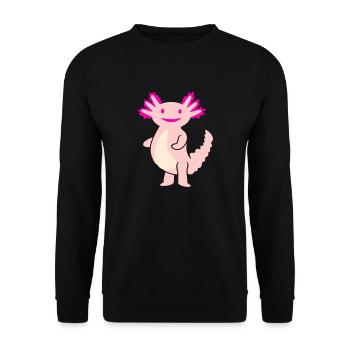 Knuffiger Axolotl (3c, Kawaii Schwanzlurch) - Unisex Pullover - Schwarz - Vorne - Alina (178cm) & Michal (187cm)