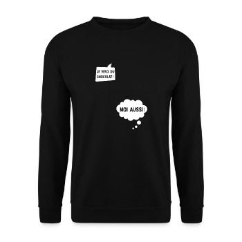 Je Veux Du Chocolat Moi Aussi Cadeau Humour - Sweat-shirt Unisexe - noir - Devant - Alina (178cm) & Michal (187cm)