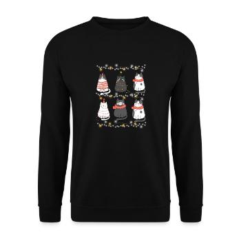 Süße Katzen Xmas Kätzchen Weihnachtsoutfit - Unisex Pullover - Schwarz - Vorne - Alina (178cm) & Michal (187cm)
