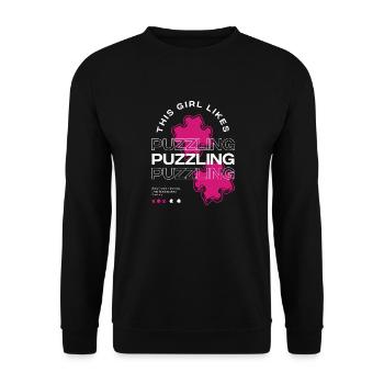 Fille aime le dicton ironique déroutant Expert en - Sweat-shirt Unisexe - noir - Devant - Alina (178cm) & Michal (187cm)