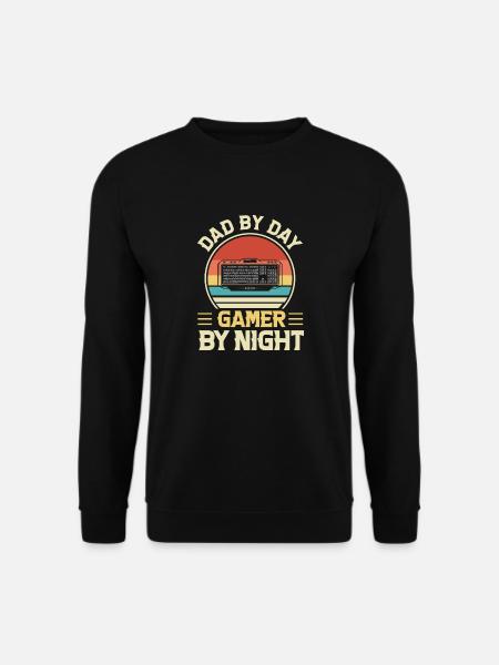 Gamer dad by night Papa Zocken Gaming - Unisex Pullover - Schwarz