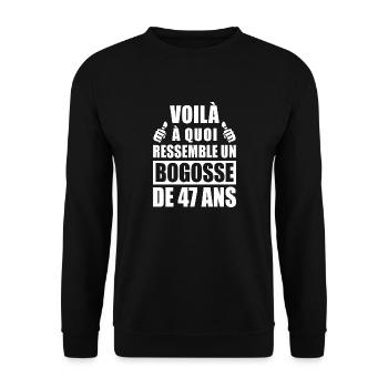 bogosse de 47 ans / humour anniversaire 47 ans - Sweat-shirt Unisexe - noir - Devant - Alina (178cm) & Michal (187cm)