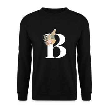 flowery letter B - Unisex Sweatshirt - black - Front - Alina (178cm) & Michal (187cm)