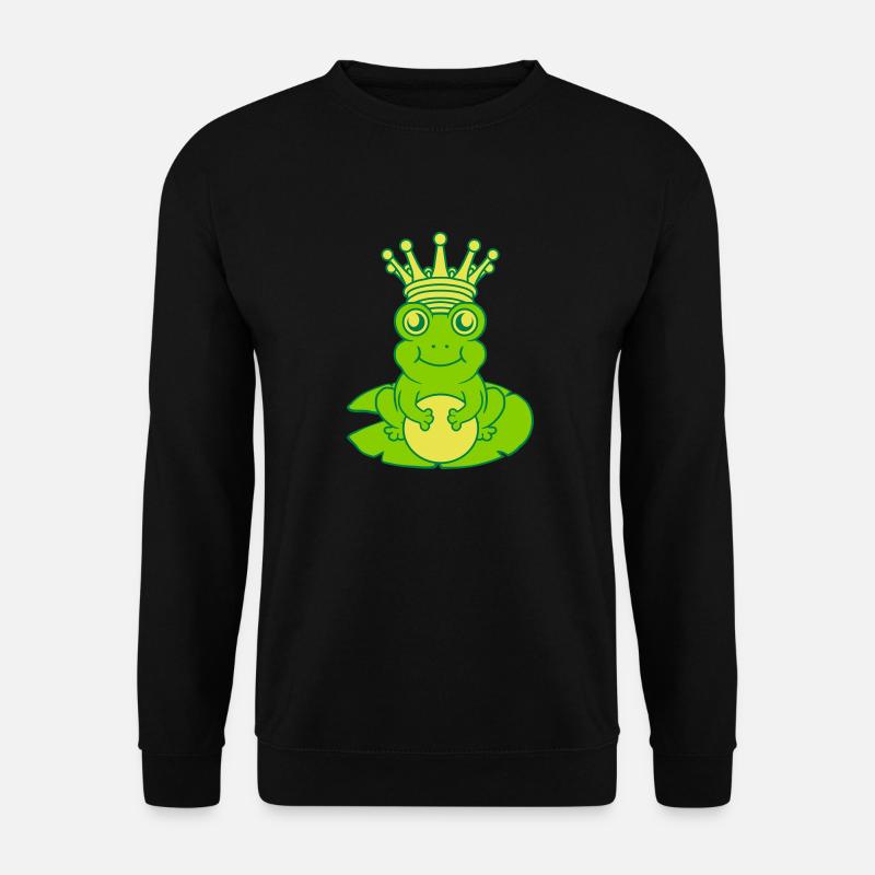 Froschkönig sitzt Seerose Seeblatt - Unisex Pullover - Schwarz