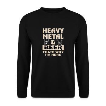 Heavy Metal & Bier, darum bin ich hier - Unisex Pullover - Schwarz - Vorne - Alina (178cm) & Michal (187cm)