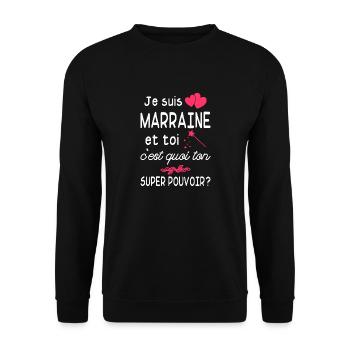 je suis marraine / humour marraine - Sweat-shirt Unisexe - noir - Devant - Alina (178cm) & Michal (187cm)