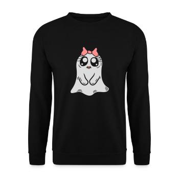 Comic Little Ghost Girl - Unisex Sweatshirt - black - Front - Alina (178cm) & Michal (187cm)
