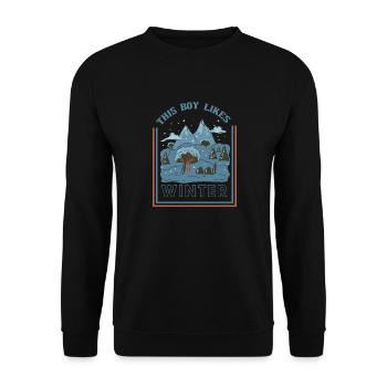 Junge mag Wintersaison Gemütliche Schneelandschaft - Unisex Pullover - Schwarz - Vorne - Alina (178cm) & Michal (187cm)