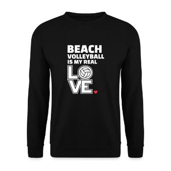 Ich Liebe Beachvolleyball Stilvolles - Unisex Pullover - Schwarz - Vorne - Alina (178cm) & Michal (187cm)