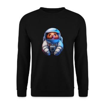 Hamster en combinaison spatiale astronaute - Sweat-shirt Unisexe - noir - Devant - Alina (178cm) & Michal (187cm)