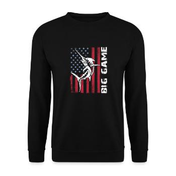 Marlin sauteur avec drapeau américain Pêche en haute mer - Sweat-shirt Unisexe - noir - Devant - Alina (178cm) & Michal (187cm)