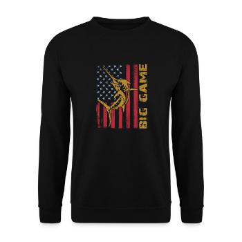 Marlin sauteur avec drapeau américain Pêche en haute mer - Sweat-shirt Unisexe - noir - Devant - Alina (178cm) & Michal (187cm)