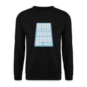 bad decisions great stories - Unisex Pullover - Schwarz - Vorne - Alina (178cm) & Michal (187cm)