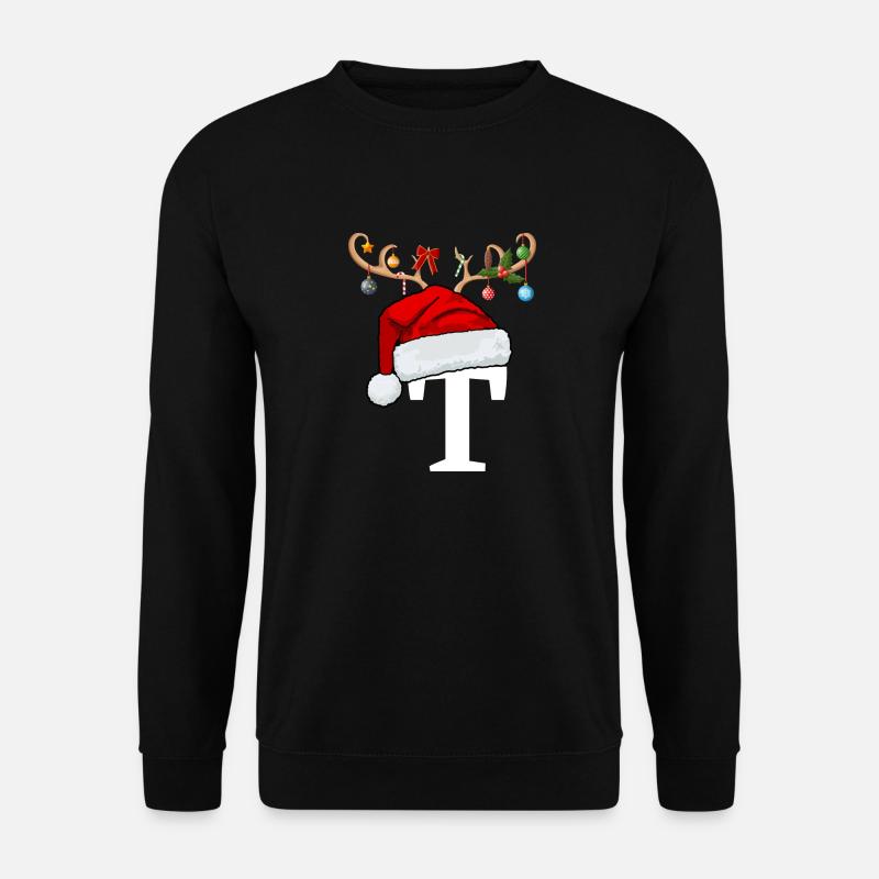 Letter T Christmas hat - Unisex Sweatshirt - black