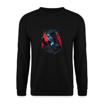 Dunkles Mädchen - Unisex Pullover - Schwarz - Vorne - Alina (178cm) & Michal (187cm)