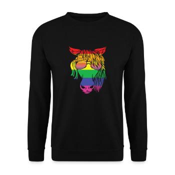 Pferd Pony Regenbogen Farben Brille Kopf Reiten - Unisex Pullover - Schwarz - Vorne - Alina (178cm) & Michal (187cm)