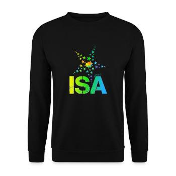 Isa Geburtstag Isabell - Unisex Pullover - Schwarz - Vorne - Alina (178cm) & Michal (187cm)