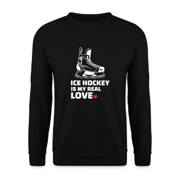 I love ice hockey - Unisex Sweatshirt - black - Front - Alina (178cm) & Michal (187cm)