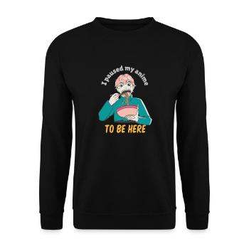 I Paused My Anime To Be Here Anime & Ramen Designs - Unisex Pullover - Schwarz - Vorne - Alina (178cm) & Michal (187cm)