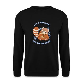 Life Is Too Short Just Eat The Cookie Funny Cookie - Unisex Pullover - Schwarz - Vorne - Alina (178cm) & Michal (187cm)