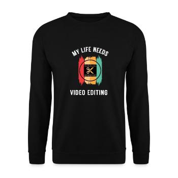 Video Editing Geschenk für Cutter - Unisex Pullover - Schwarz - Vorne - Alina (178cm) & Michal (187cm)