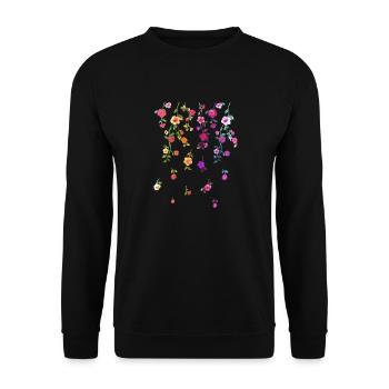 Roses, tendrils, flowers, illustration, red, floral, colorful - Unisex Sweatshirt - black - Front - Alina (178cm) & Michal (187cm)