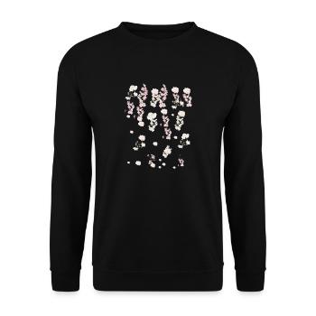 frühling,ranken,blumen, blüte,kirschblüte - Unisex Pullover - Schwarz - Vorne - Alina (178cm) & Michal (187cm)